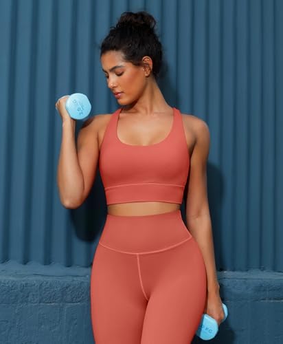 Image of BRXL High Support Padded Scoop Neck Sports Bras for Women Criss Cross Back Strappy Workout Gym Running Tennis Bra Red