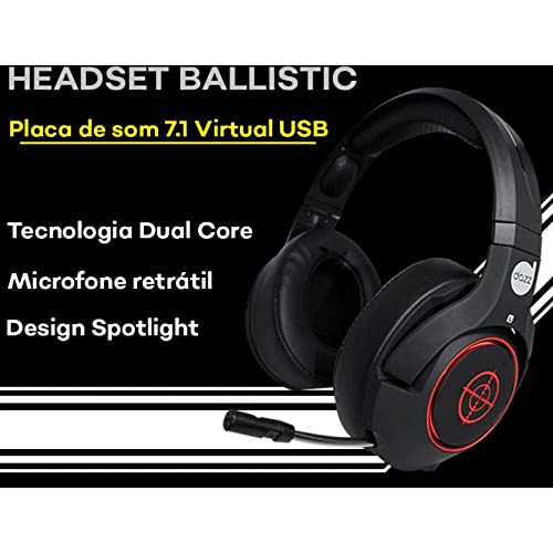Headset Gamer Ballistic Dual Core 7.1 Usb - Dazz 5 Headset Gamer Ballistic Dual Core 7.1 Usb - Dazz - Imagem 5