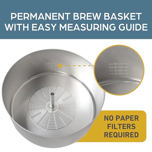West Bend 33600 Coffee Urn Commercial Highly-Polished Aluminum NSF Approved Features Automatic Temperature Control Large Capacity with Fast Brewing and Easy Clean Up, 100-Cup, Silver by West Bend - Used condition - Image 4