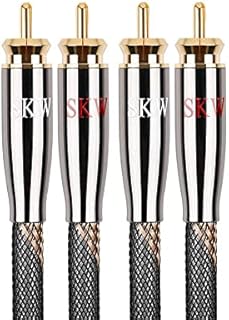 SKW Audiophiles RCA Cable, 2RCA Male to 2RCA Male HiFi System Interconnect Cable with Diameter 7mm 0.5M Nylon