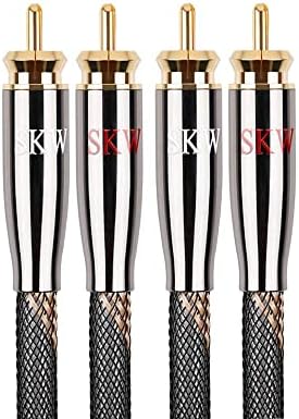 SKW Audiophiles RCA Cable 2RCA Male to 2RCA Male HiFi System Interconnect Cable with Diameter 7mm (1.64ft/0.5M, Black, Nylon)