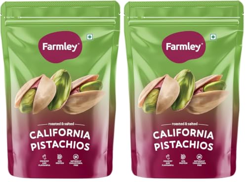 Image of Farmley Premium California Roasted & Salted Pistachios Whole Shelled Pista Dry Fruits Pack (250 g) (Pack of 2)