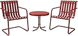 Crosley Furniture Gracie 3-Piece Retro Metal Outdoor Conversation Set with Side Table and 2 Chairs - Coral Red