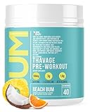 RAW Pre Workout Powder, Thavage (Beach Bum) - Chris Bumstead Sports Nutrition Supplement for Men & Women - Cbum Pre Workout for Working Out, Hydration, Mental Focus & Energy - 40 Servings