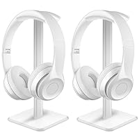 JIKIOU Headphone Stand Gaming Headset Holder Universal Aluminum Metal Headphones Holder Hanger with Aluminum Supporting Bar Flexible Headrest ABS Solid Base for All Headphone 2 Pack