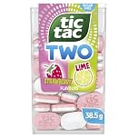 Tic Tac Two Strawberry & Lime Mints - Sugar Free Fruity Sweets - Refreshing Breath Fresheners with Dual Flavour Twist - Pocket Dispenser Pack (38.5g)