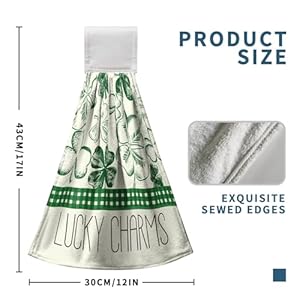 St Patrick's Day Shamrocks Hanging Hand Towels Set of 2 Lucky Charm Green Clover Kitchen Towel with Hanging Loop Seasonal Spring Fingertip Bath Towels Soft Absorbent Dish Tie Towel St Patricks Day Shamrocks Hanging Hand Towels Set of 2 Lucky Charm Green Clover Kitchen Towel with Hanging Loop Seasonal Spring Fingertip Bath Towels Soft Absorbent Dish Tie Towel