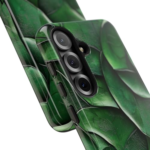 Coque rigide Samsung S25 texture feuille sculptée verte effet miroir - 2