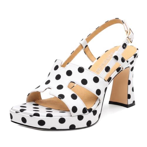 Image of ROSERWISH Heels for Women Chunky Block Platform High Heels Square Open Toe Strappy Heel Sandals Wedding Party Prom Fashion Slingback Dress Pump Sandals Shoes