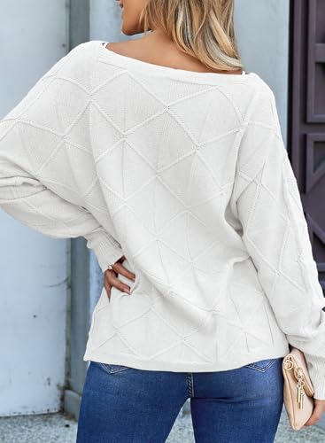 Image of EVALESS Casual Crewneck Sweaters for Women Fall Winter 2026 Lightweight Long Batwing Sleeve Pullover Sweaters Tops Clothes
