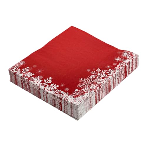 Veemoon Weihnachtliche Papierservietten, Rot, Schneeflocken, 20 Blatt