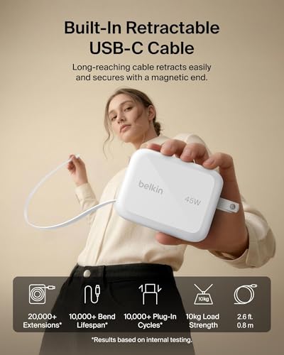 Belkin 45W GaN Charger with Retractable USB-C Cable — view 4