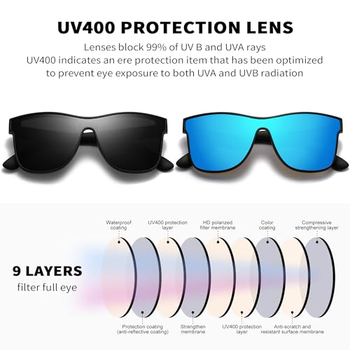 Image of DUBERY Fashion Polarized Sunglasses for Women Men 100% UV Protection Trendy Siamese Lens Shades D8030