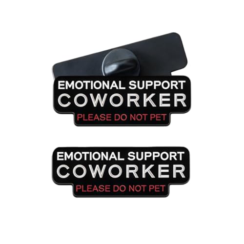 Emotional Support Coworker Enamel Pin Do Not Pet Funny Office & Work Humor Lapel Backpack Coat Outfit Jewelry (BLACK RED Emotional * 2)