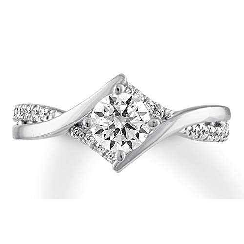Blocaci 1カラットセンターラウンドモアッサナイト婚約指輪 女性用 10k 14k 18k ホワイトゴールド, 7, 金属, モアサナイトの商品画像（Amazon）
