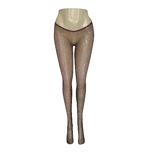 Image of V-Cut Skintone Gold Glitter Fishnet Stockings | VCUT Carnival Tights for Black and Brown Skin Women