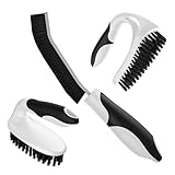 Cleangor Set de 3 Cepillos de Limpieza, 2 Cepillos Limpieza Hogar con Mango Ergonómico y 1 Cepillo para Juntas, Cepillo de Limpieza Higiénico para Duchas, Cocinas, Inodoros (3, Negro)