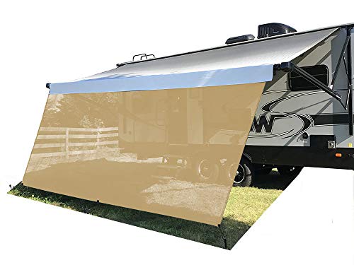 Tentproinc RV Awning Sun Shade Screen 8' X 14'3'' - Beige Mesh Sunshade
