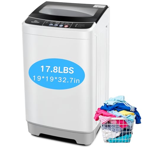 Nictemaw Portable Washing Machine, 17.8Lbs Capacity Full-Automatic Portable Washer, 2.4Cu.ft Washer and Dryer Combo with Drain Pump, 10 Programs 8 Water Levels Compact Laundry Machine for Apartment RV