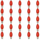 Abeja 25 Pack C9 LED Christmas Light Bulbs, C9 Red Shatterproof LED Bulbs Replacement for Christmas String Lights, E17 Intermediate Base, 0.6Watt