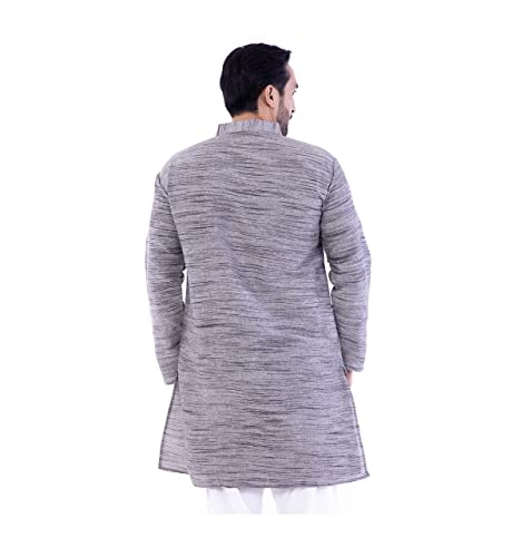 Image of Galaxie India - Men's Khadie Cotton Relaxed Kurta - Dark Grey Color