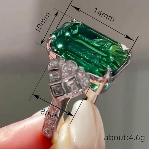 Geometric Green Cubic Zirconia Women's Rings for Anniversary Party Luxury Temperament Jewelry2