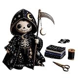 Skelett Hexe Puppe DIY Nähset, Gothic Patchwork Bastelset für Erwachsene Teenager Halloween Handgemachte Puppe Herstellung Geschenk Schwarz G