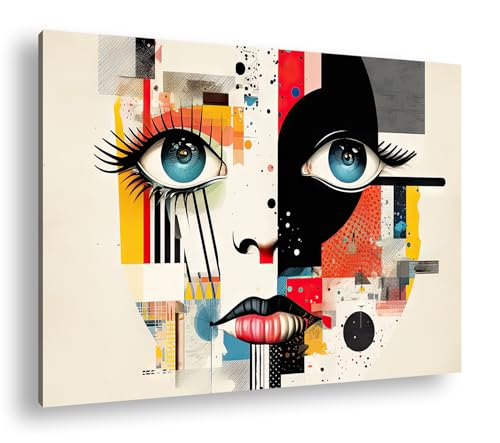 Visage de collage avec des regards bleus profonds deyoli toile murale 90x60