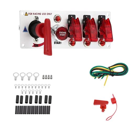 Panneau de commutateur d'allumage à 4 bascules de sécurité et bouton-poussoir rouge