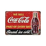  Cartel de metal de Coca Cola, letrero de metal retro, para pared, cartel de pared, letrero de metal vintage para bar, cafetería, club, hombre, cueva, garaje, plato de pared, regalo de 8 x 12 pulgadas
