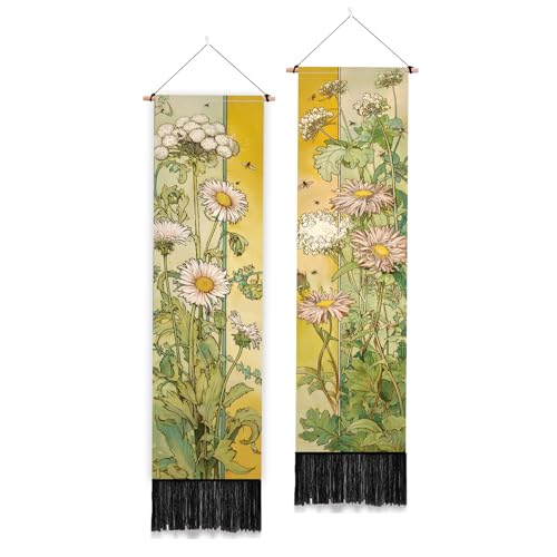 Tapisserie motif pissenlit à pompons PLIGREAT lot de 2