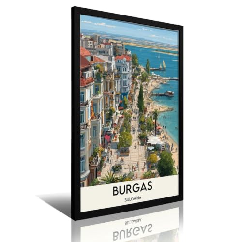 Burgas Bulgaria Black Sea Coast City Map Coastal Tra Wall Art Poster
