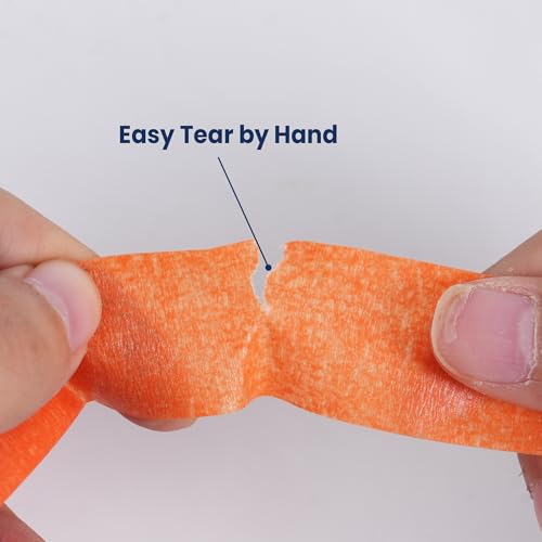 Image of Adhes Orange Masking Tape,6 Rolls x 0.7'' x 55yds, Clean Removal Painter's Tape for Automotive, Home, Wall, and Trim Use