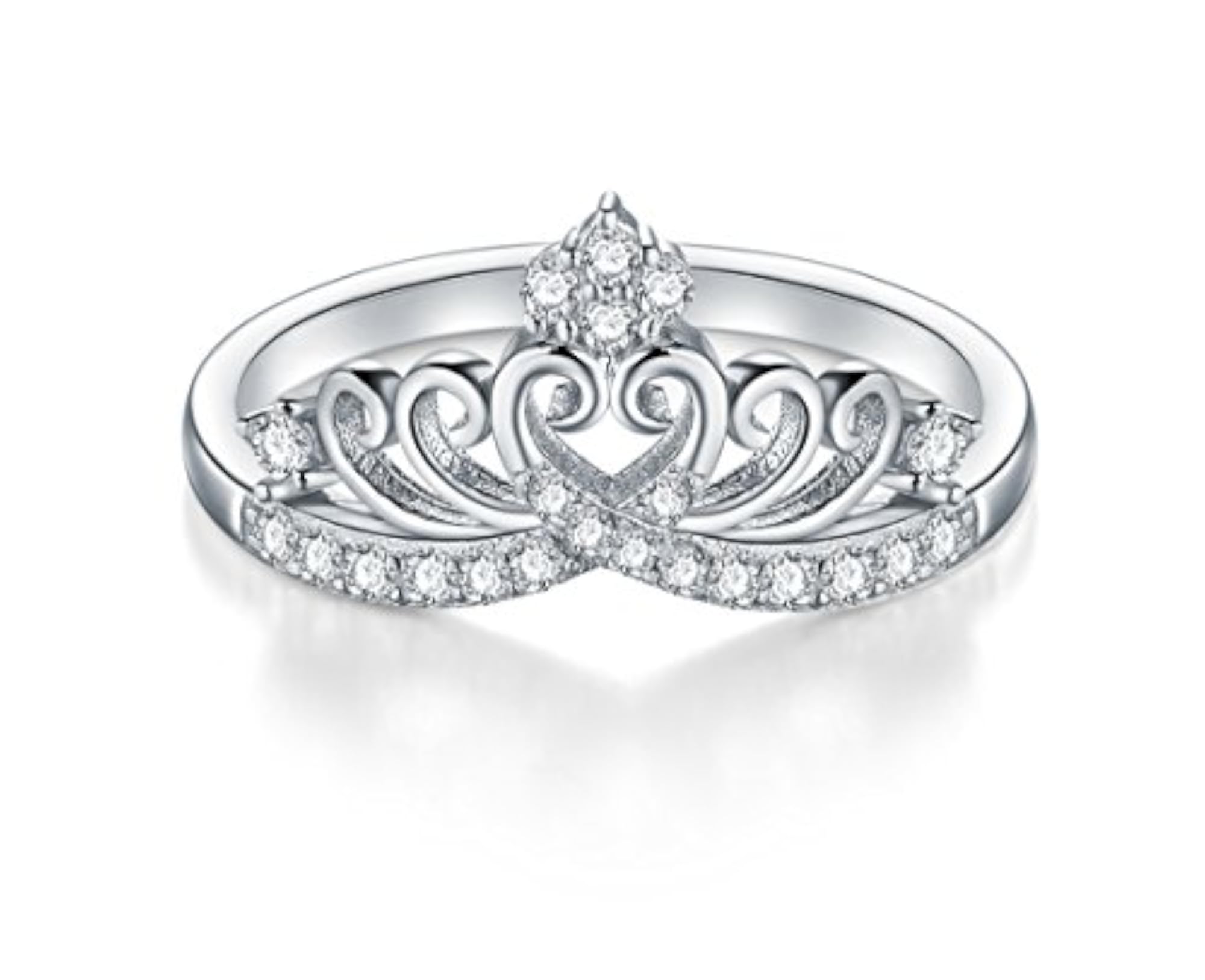 Women's Premium CZ Band Crown Tiara Ring, Sterling Silver