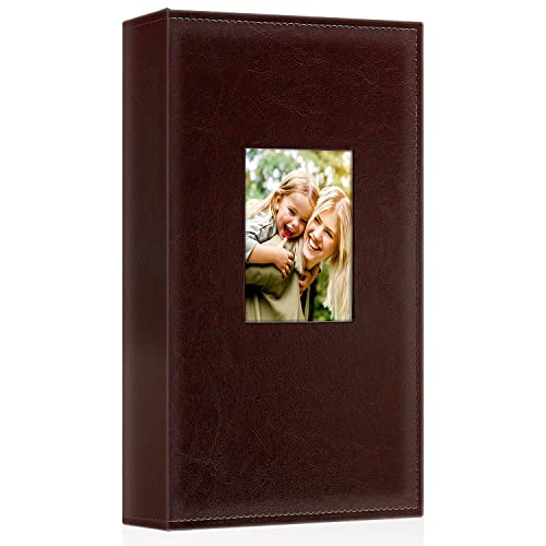 Image of Ywlake Photo Album 4x6 300 Pockets, Leather Photo Albums Holds 300 Horizontal Only Pictures Brown