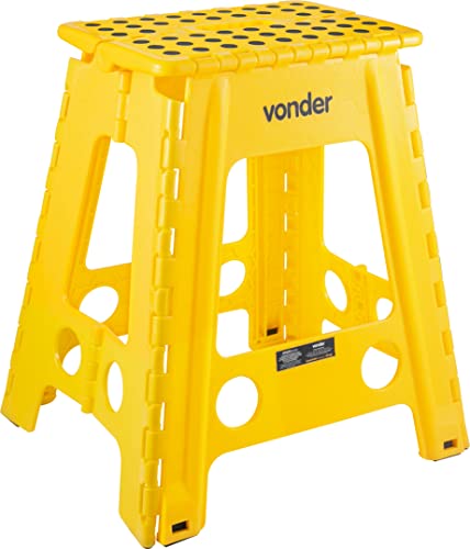Banqueta Plástica Dobrável Amarela Altura 450 mm Vonder
