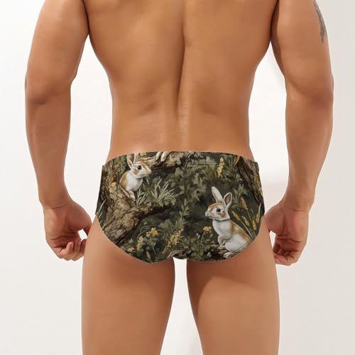 Rabbits Tree Autumn Hunting Men's Swimsuit Bikini Briefs Swim Underwear Stretchy Swimwear3