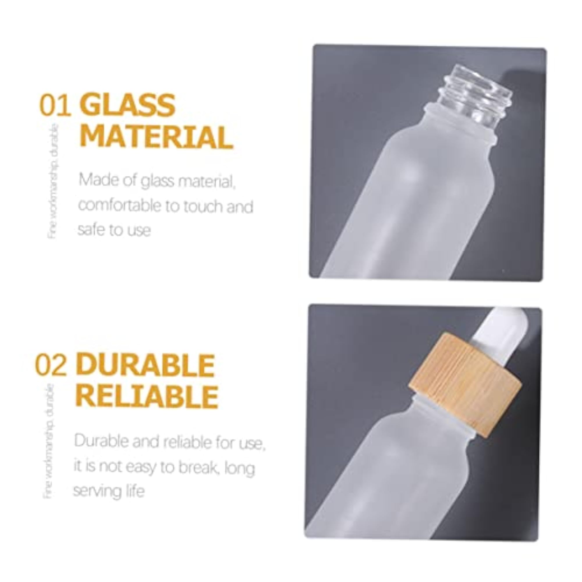 5pcs Essential Oil Glass Dropper Bottles with Bamboo Wood Rings