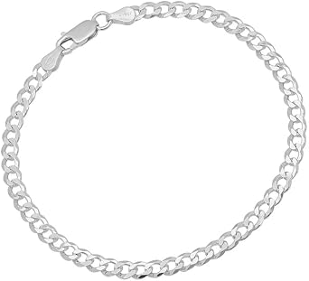 Treasure Bay Mens Solid 925 Sterling Silver Chain Bracelet - 5mm Curb Chain Length 17.5cm, 18.5cm, 19.5cm, 21cm and 22cm