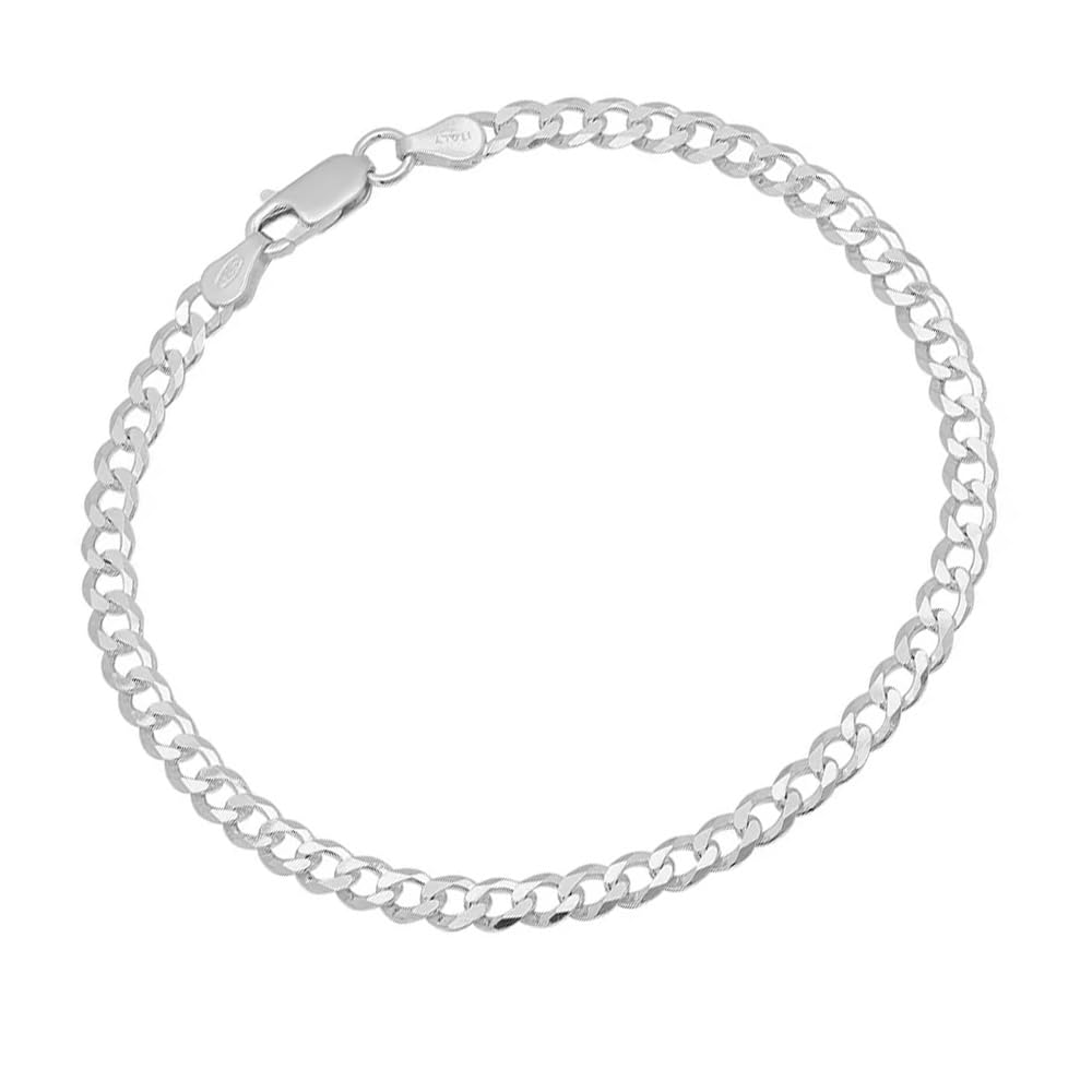 Treasure Bay Bracciale da uomo in argento Sterling 925, catenina da 5 mm, lunghezza 17,5 cm, 18,5 cm, 19,5 cm, 21 cm e 22 cm