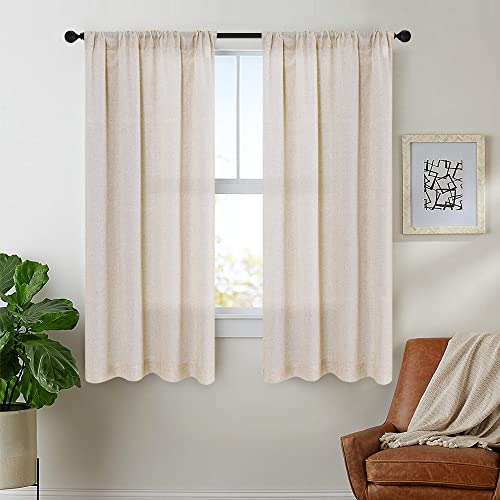 Jinchan Linen Valance For Windows Adjustable Tie Up Valance For Living Room Bathroom Small Window Farmhouse Rustic Valance Light Filtering Tie-Up Shade Valance 45 Inch Rod Pocket 1 Panel Natural #TOP2