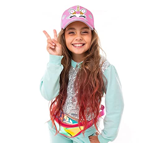 Awhale Girl’s Pink Unicorn Baseball Hat – Cotton Cap With Ponytail Opening For Ages 2-12 | One Size Adjustable Buckle #TOP2