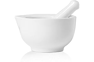 ONTUBE Ceramic Stoneware 3.2 Inch Multifunctional Mortar and Pestle Pull Crusher