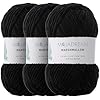 3PCS 3.5oz Chenille Yarn for Blankets Amigurumi: Soft Velvet Baby Yarn Blanket Knitting and Crocheting Bulky 5# Yarn 3 Skeins of 100g (Black)