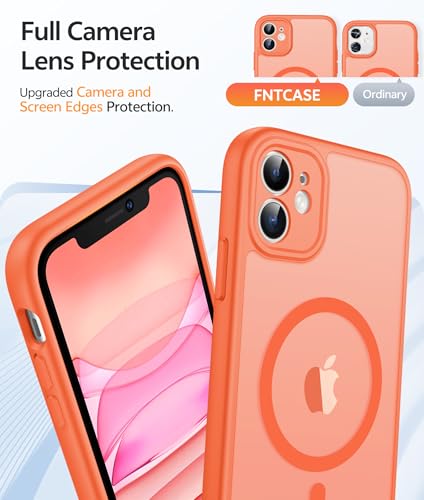 Image of FNTCASE for iPhone 11 Case: [Compatible with Magsafe] Translucent Matte Magnetic Cases [Full Camera Protection] Military Grade Shockproof Protective Phone Cover - Orange