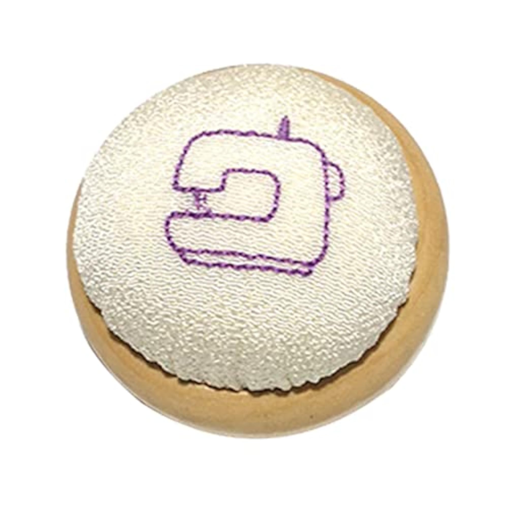 Purple Wood Base Pincushion for Needlework and Stitching