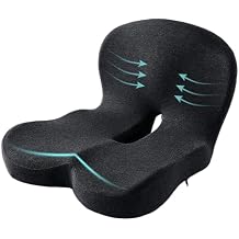 Ergonomic Seat Cushion for Back Pain & Sciatica Relief Memory Foam Chair Pad for Office Chairs Wheelchair Car & Truck Drivers Non-Slip Design for Long Sitting Comfort Black