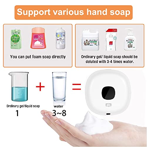 Automatic Soap Dispenser Wall Mounted Foaming Soap Dispenser With Clock Temp.and Humidity Dispenser For Bathroom Hotel Restaurant Mall (Pear White) #TOP1