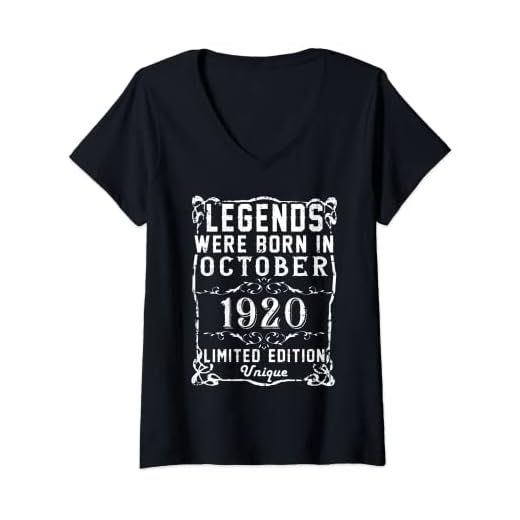 Mujer Cumpleaños Octubre 1920 Edición Limitada Regalo Used Vintage Camiseta Cuello V