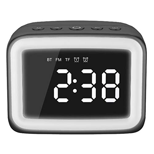 Baoblaze Espelho Display LED Luz Despertador Bluetooth 5.0 - Preto